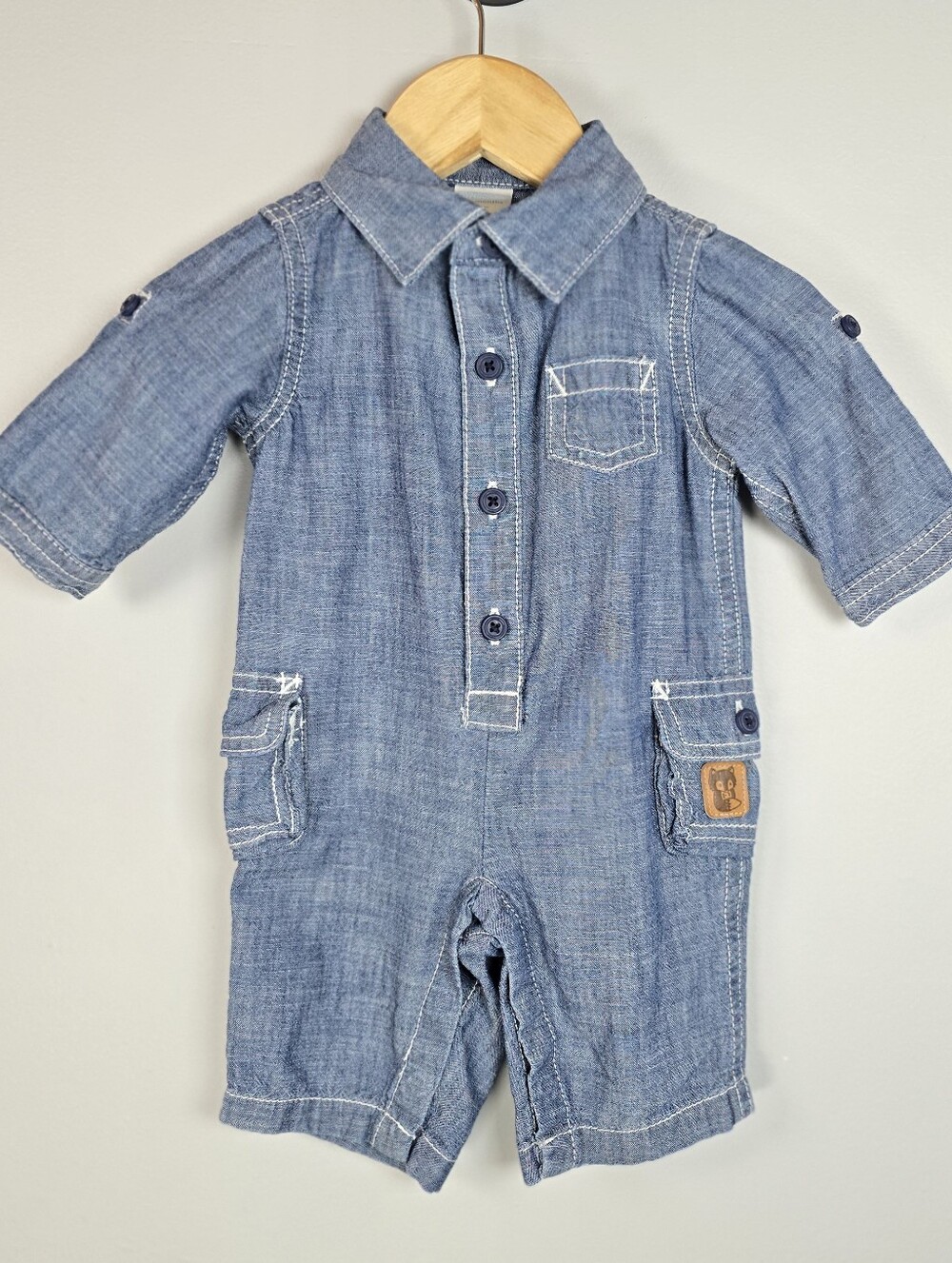 Gymboree Denim-Style Blue Button Romper